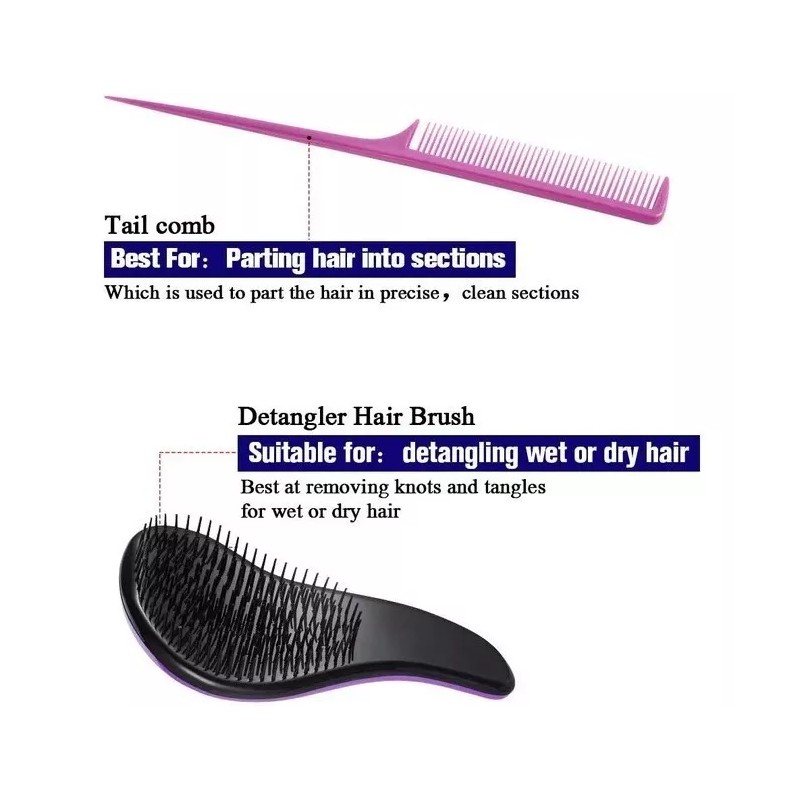 Bubabox Juego De 5 Peines Para Cepillos De Pelo Desenredador