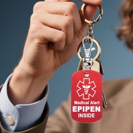 JUCARA EPIPEN Inside Medical Alert Luggage Tag Zipper Pull Bag First Aid Tag