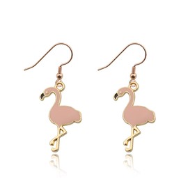 CENWA - Arete Colgantes con diseño de Flamenco y pájaro, Color Rosa esmaltado
