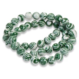 Eye-Catching Green White Malachite 8mm Round Stone Beads for Jewelry Making