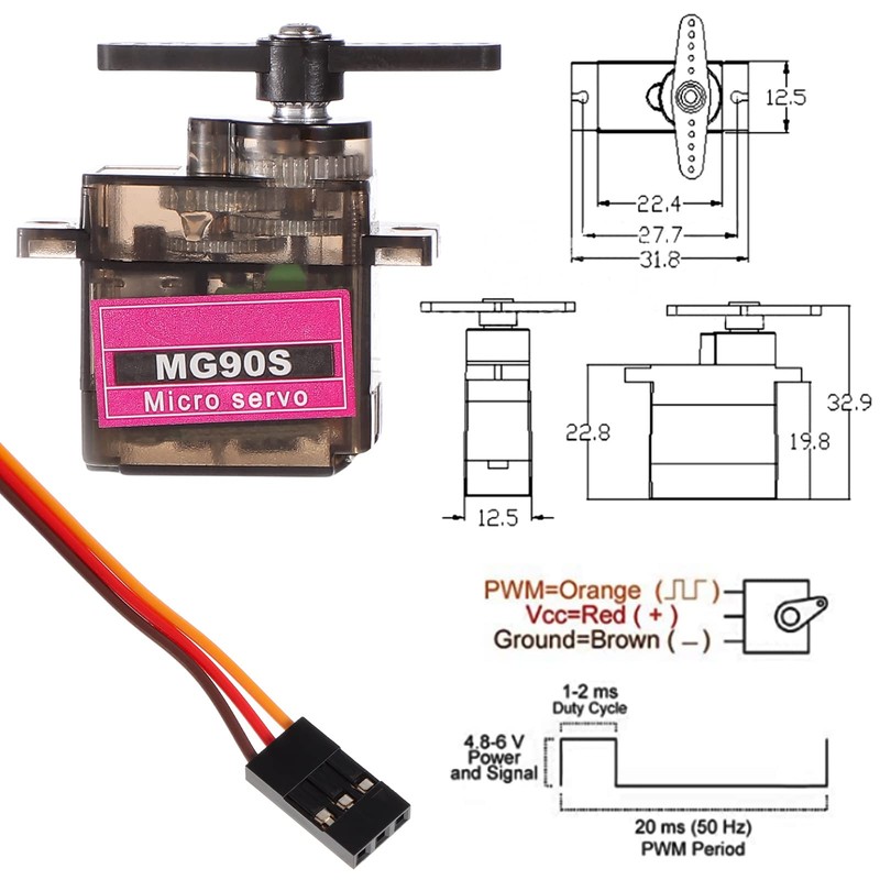2 Pcs MG90S 9g Micro Servo Motor Metal Gear Micro
