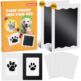 Nabance Paw Print Set Dog Large Format 2 Pieces Baby Footprint Set Footprint Baby Handprint Baby with 2 Photo Frames, No Contact with Colour for Dog and Cat Family Gift