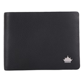 Manza Men's Wallet Genuine Leather Landscape Format Wallet Cowhide Leather Wallet RFID Protection, black, Classic
