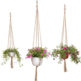 TANOMA 3 Pack Jute Plant Hanger Indoor, Hanging Plant Holders, Hanging Planter for Plants Holder