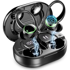 Bluetooth Sports Headphones, Wireless Bluetooth 5.4 Headphones with ENC Noise Cancelling and 4 HD Mics, 50 Hours Wireless Earbuds, In-Ear Headphones with Hi-Fi Stereo, IP7 Waterproof, USB-C/LED