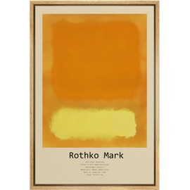 SIGNLEADER Framed Canvas Print Wall Art Bright Orange Yellow Geometric Color Blocks Abstract Shapes Illustration Modern Art Decorative Nordic Zen for Living Room, Bedroom, Office - 24"x36" Natural