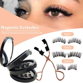 HAMKU 4 Paar Wimpern, Magnetische Wimpern Natürlicher Look, magnetic lashes, Kein Kleber und wiederverwendbar, mit 1 Clip(16)