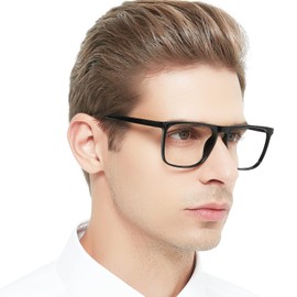 OCCI CHIARI Large Reading Glasses for Men Stylish Oversized Square Readers Spring Hinge 1.0 1.5 2.0 2.5 3.0 3.5 4.0 5.0 6.0(Black,250)