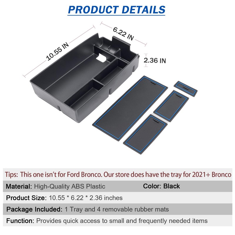 TOPINSTALL Blue Center Console Tray Compatible with Ford Escape 2020-2026