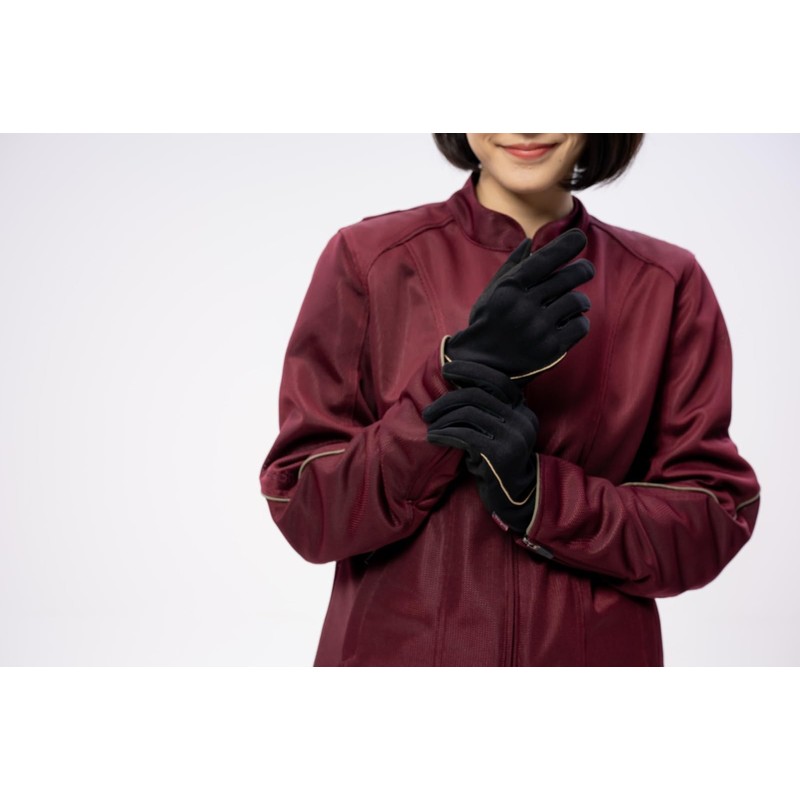 RossoStyleLab(ロッソスタイルラボ) バイク用 グローブ 春夏モデル プロテクションメッシュグローブ ブラック/ヴィンテージレッド Lサイズ レディース RSG365