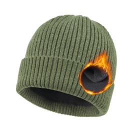 Zylioo XXL Oversize Warm Lined Knit Hat,Large Size Stretchy Winter Ski Hats,Cold Weather Cuffed Beanie Skull Cap