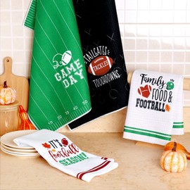 Vansolinne Football Kitchen Decorative Towels Dish Towels Tea Towels Set of 4, 15.7" x 23.6" Good Absorbent Multipurpose Football Theme Hand Towels Fun Hostess Gift Housewarming