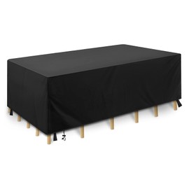 210D Cover Garden Furniture Waterproof Oxford Protective Cover for Garden Table Rectangular Tarpaulin Garden Furniture for Patio Furniture (213 x 132 x 74 cm, Black)