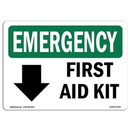 OSHA Emergency Sign - First Aid Kit | Rigid Plastic Sign | Protect Your Business, Construction Site, Warehouse & Shop Area | Made in The USA