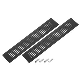 PATIKIL 12 x 2 Inch Door Air Vent Cover, 2 Pcs Aluminum Grille Ventilation Cover Louvered Diamond Hole with Mounting Screws for Cabinet Wardrobe Door, Black