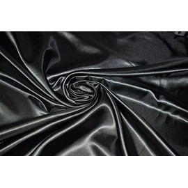 100% Polyester/Poly Silk Premium Silky Satin Fabric, Dressmaking, Wedding, Prom - Dress Craft Fabric Material 58" - 150 cm Wide Sold As 1 Meter Pre - Cut Lengths (Black, 1 Meter)