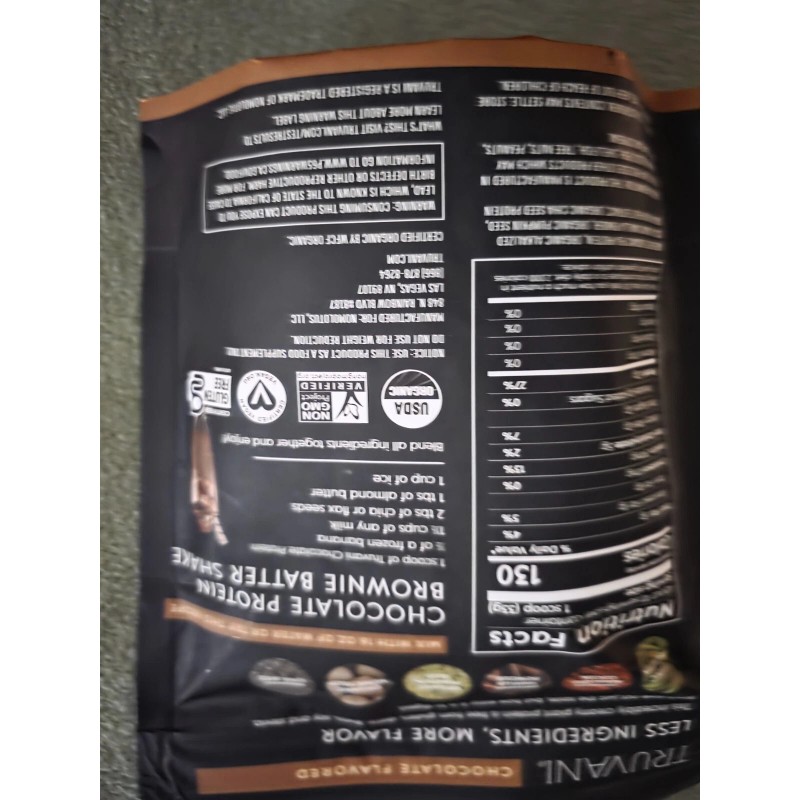Truvani Certified Organic Plant Based Protein Chocolate 11.82 oz 11/26