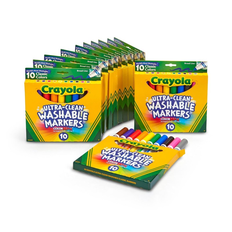 Crayola Ultra Clean Washable Broad Line Markers (12 Boxes), Bulk