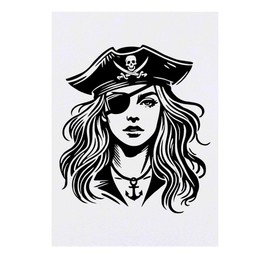 'Pirate Girl' Temporary Tattoo - Water Resistant, Skin-Safe, Non-Toxic Transfer (TO00081413)