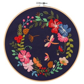 Embroidery Kit for Beginners,Adults DIY Starter Kit,Cross Stitching Kits with Flower Stamped Patterns,Hoop,Tools,Colorful Threads with Needles,Step by Step Instructions,Hand Craft Lover Gift