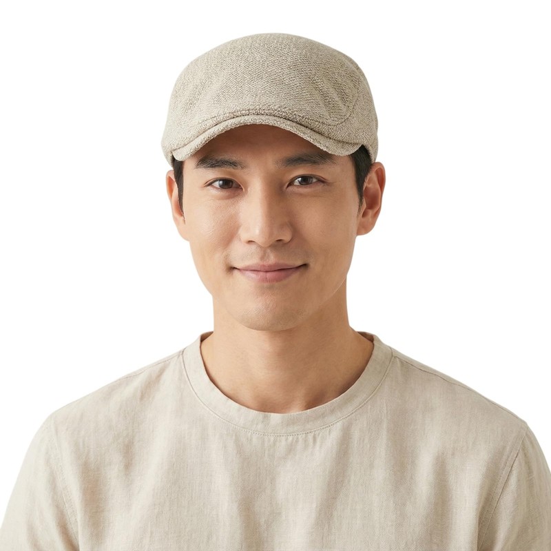 RUNQIU Herringbone Beret Hat for Men Spring Summer Checked Pattern