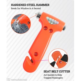 Zlirfy Car Safety Hammer,3-in-1 Escape Tool,Emergency Escape Tool with Window Breaker and Seat Belt Cutter,Car Essentials Emergency Escape Tool,Multifunctional Escape Tool for Car, RV, Bus (Orange)