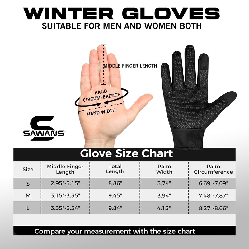 SAWANS Winter Warm Gloves for Men Women, Outdoor Windproof Touchscreen