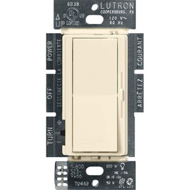 Lutron Diva LED+ Dimmer Light Switch for Dimmable LED, Halogen, and Incandescent Bulbs, 150 Watt, Single-Pole or 3-Way, DVCL-153P-AL, Almond