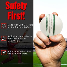 TrySalar® Soft Cricket Rubber Ball Indoor for Junior Youth Adult Training, Coaching, Practice Excellent Bounce with Durable Traditional Seams Stitched Outdoor (Pack of 3 White)