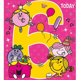 Mr Men & Little Miss,7 X 6,Multi, MR061 Birthday Card, 6 Today