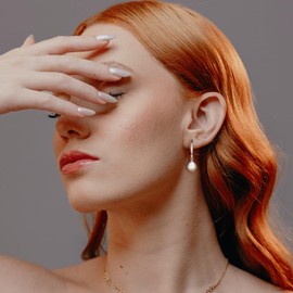 FANCIME 925 Sterling Silver Hanging Earrings with Synthetic Opal, Drop Infinity Cubic Zirconia Opal Earrings for Women, Gifts Jewellery for Women Girls, Cubic Zirconia, Opal