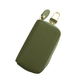 Pit Life Key Case, Smart Key Compatible, Genuine Leather, 5 Hooks (10 Colors/Carabiner) for Men and Women, green