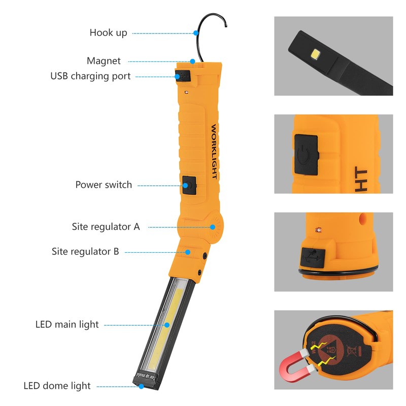 Lmaytech 4 Pack Rechargeable LED Work Lights with Magnetic Base