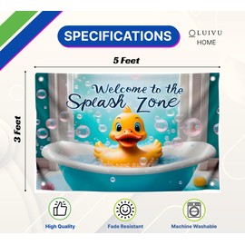 3x5 Feet Baby Duckling Polyester Flag Welcome To The Splash Zone with 4 Brass Grommets - Flag Duck with Shower for Wall Decoration - Funny College Banners Dorm Decorative for Teen Boys Girls or Men