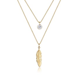 Elli Halskette Damen Feder Boho mit Kristall in 925 Sterling Silber