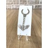 KEYRING - Moth With Skull Body - Silver Plated. Split