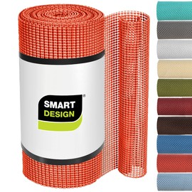 Smart Design Classic Grip Shelf Liner - 12 Inch x 10 Feet - Non Adhesive, Strong Grip Bottom, Easy Clean Kitchen Drawer, Cabinet, Cupboard Dresser Protector Cover, Non Slip Rubber Mat - Coral Orange