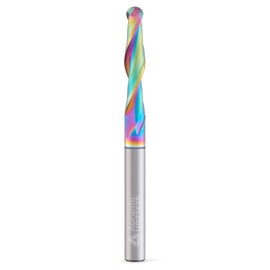 Aoranto UQ23631 1/4" Ball Nose CNC Router Bit 1/4" Shank, Industrial Quality Extra Long Life Coating Soild Carbide Up Cut Round Nose Spiral End Mill for Wood Carving 1/4 Dia x 1-1/4 Inch CL 2 Flute