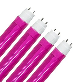 KastLite LED T8 Bulb Combo with Fluorescent T8 Safety Sleeves | Pink | 48" Electronic Ballast Compatible/Ballast Bypass | Type A+B | 4000K, 2,500LM, 147LM/W | UL & DLC Listed | 4 Pack