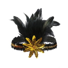 Aylmrice Women Fascinator Hair Clip Headband Feather Mesh Flower Cocktail Tea Party Headwear Wedding Royal Banquet, 5893-gold, One Size