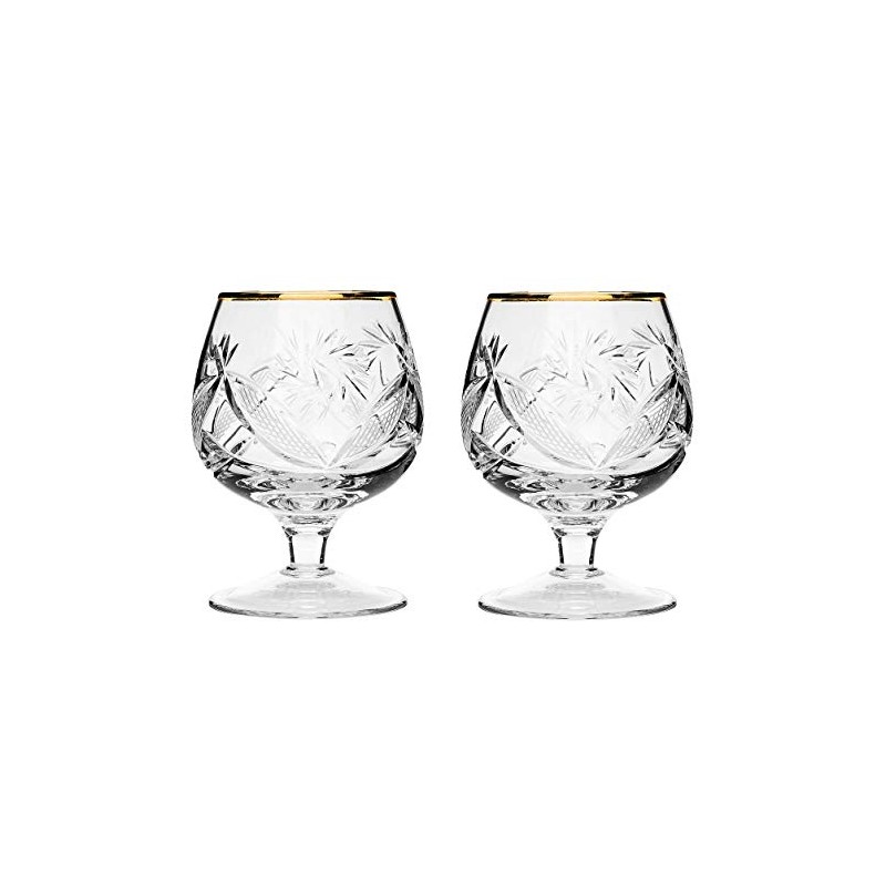 Set of 2 Hand Made Vintage Crystal Glasses, Brandy &