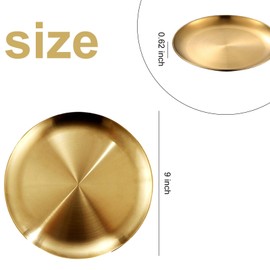 CheeseandU 4Pcs Pizza Pans 9 Inch Pizza Tray Oven Pizza Crisper Pan Round Baking Tray Round Pizza Plate Crisper Pan for Oven Kitchen Baking Home Restaurant Safe Sturdy Reusable Easy Clean (Gold)