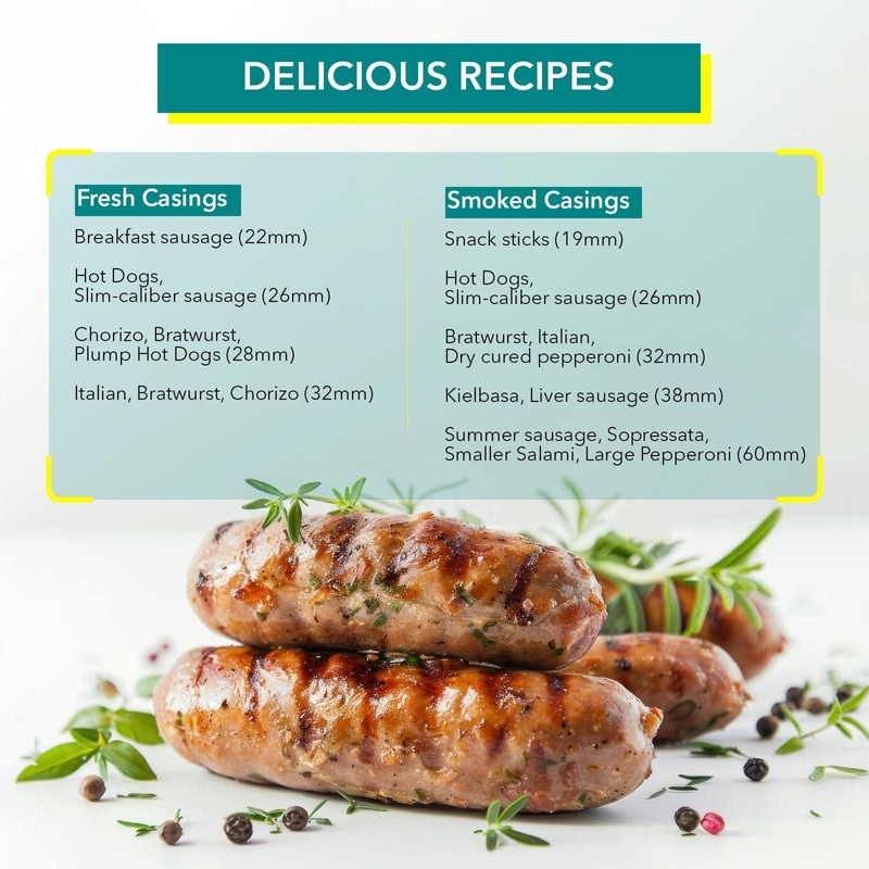 The Sausage Maker® 19mm Collagen Casings For Sausage Making, Edible,