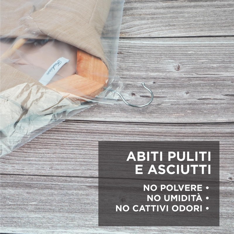 Sacchetto Porta Abiti Busta Copriabito da Guardaroba Plastica Impermeabile
