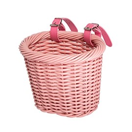 MEGHNA Woven Mini Bike Basket for Kid Bike Handlebar Bike Basket for Women Girl for Scooter,Pink