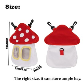 SAHENITEANA Universal Hay Feeding Bag, Large Capacity Hanging Small Animal Feeding Bag with 2 Holes for Small Pets like Rabbits, Hamsters, Chinchillas, Guinea Pigs (Red&White)