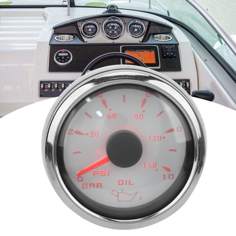 Oil Pressure Gauge Pointer 52mm/2.0in 10‑184Ω Colourful Backlight Adjustable Universal
