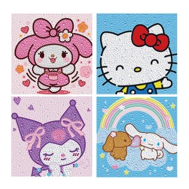 YSUNETER Diamond Painting Kits for Kids Beginner - 4 Pack DIY 5D Full Drill Diamond Art Kits for Children, Cute Animals Round Crystal Rhinestone Gem Art Crafts Home Wall Art Decor 5.9 x 5.9 Inches