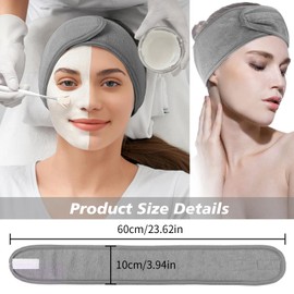 Spa Headband, Ultra Soft Adjustable Terry Cloth Face Wash Headbands for Women & Men, Stretchable Makeup Head Wrap for Skincare, Shower, Yoga, Washing Face, Salon, Bath & Beauty (Black, 6 Pack)