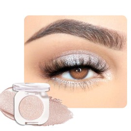 WanTuoluo Sheer White Sparkle Eyeshadow Palette for Women, Single Monochrome Eye Shadow Makeup, Shiny Pressed Powder, Blendable Natural sombras para ojos, Holographic,Vegan,Travel -23
